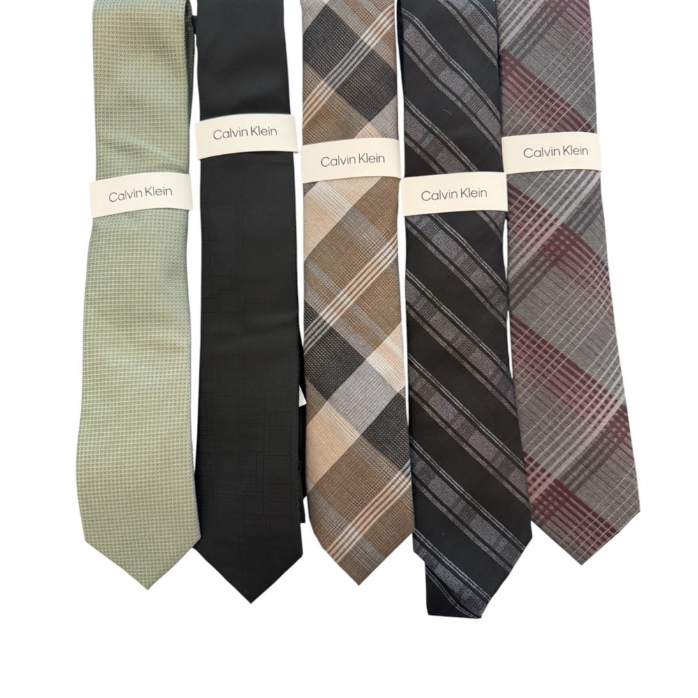 Calvin Klein Necktie Mens One Size Ties Various Colors and Patterns New lot of 5